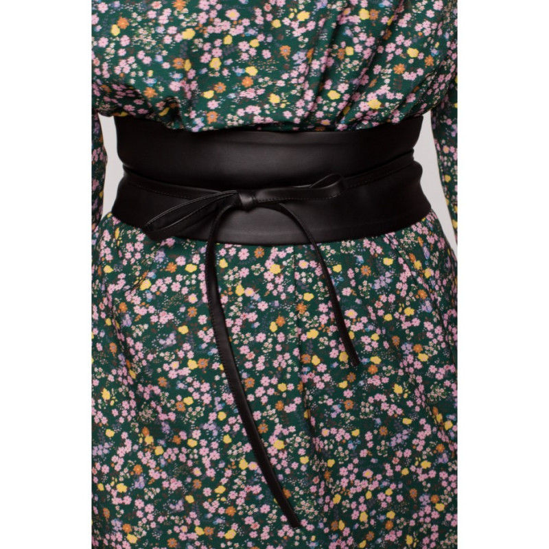 M636 Wiązany pasek ze sztucznej skóry - czarny