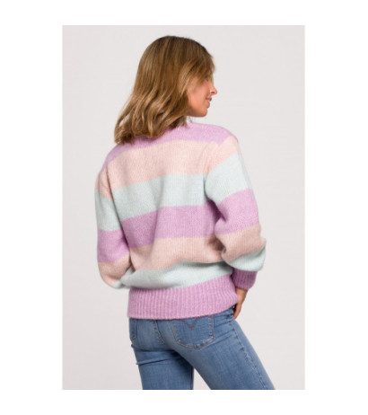 BK071 Sweter w pasy wielokolorowe - model 1