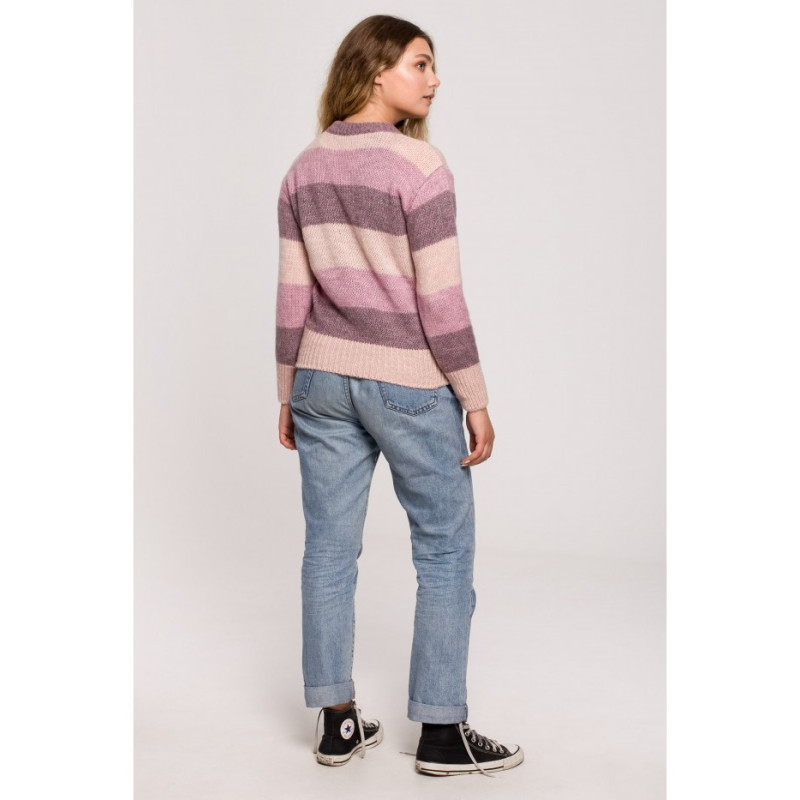 BK071 Sweter w pasy wielokolorowe - model 3