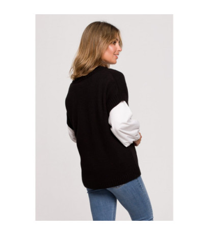 BK076 Bezrękawnik z dekoltem w serek - czarny