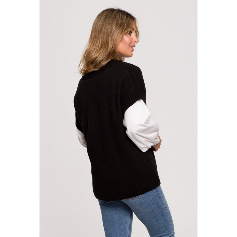 BK076 Bezrękawnik z dekoltem w serek - czarny