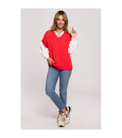 BK076 Bezrękawnik z dekoltem w serek - czerwony