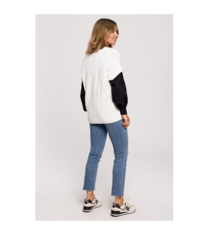 BK076 Bezrękawnik z dekoltem w serek - ecru