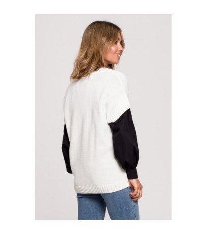 BK076 Bezrękawnik z dekoltem w serek - ecru