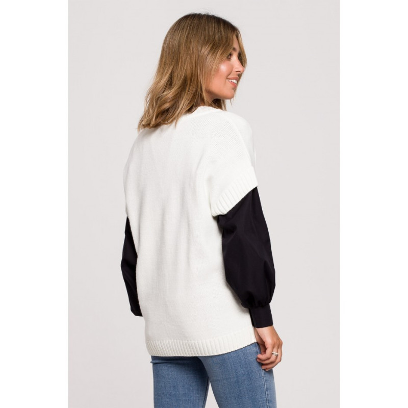 BK076 Bezrękawnik z dekoltem w serek - ecru