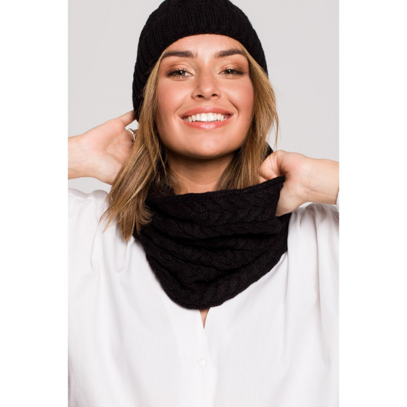 BK082 Komin splot warkocz - czarny