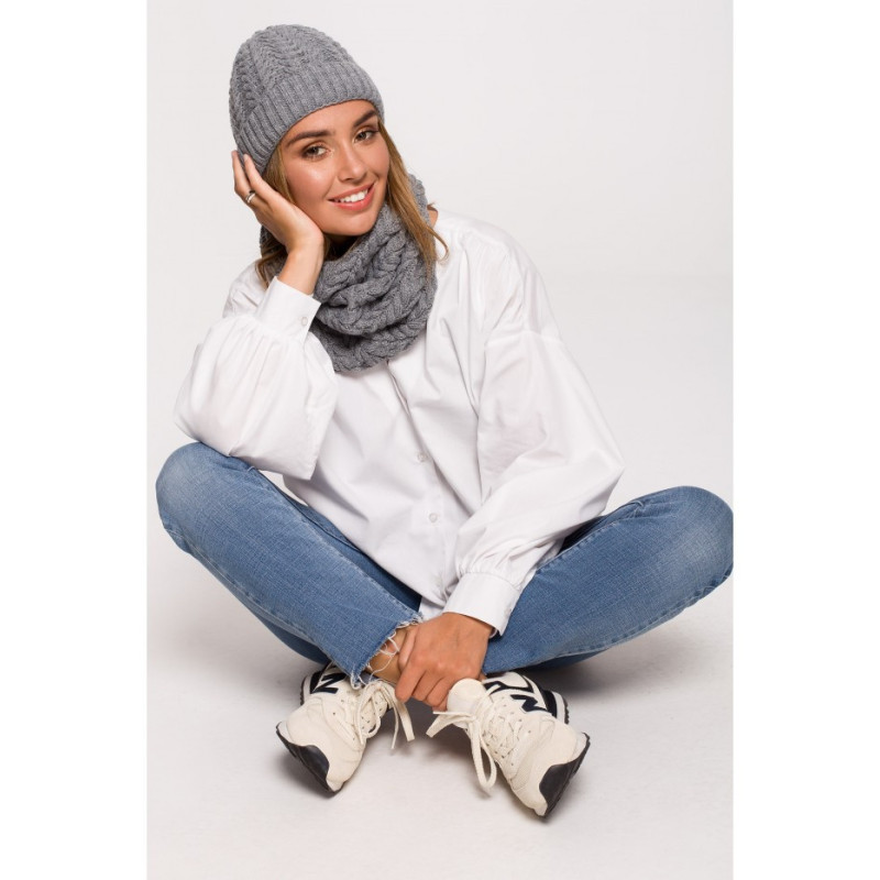 BK082 Komin splot warkocz - szary