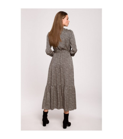 S290 Sukienka maxi z falbaną - nadruk lampart - model 1