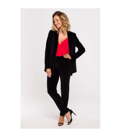 M643 Żakiet welurowy zapinany na guzik - czarny