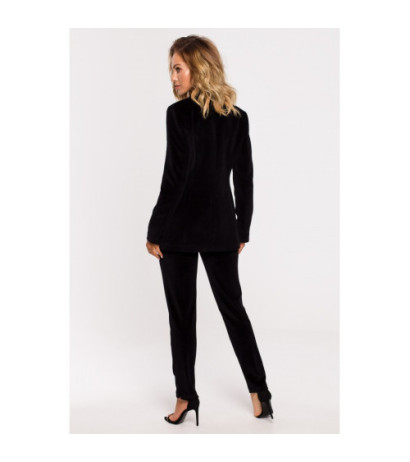 M643 Żakiet welurowy zapinany na guzik - czarny