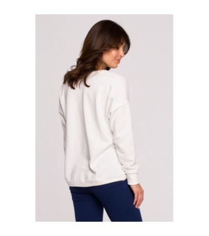 B225 Bluza z wycięciem w dekolcie - ecru