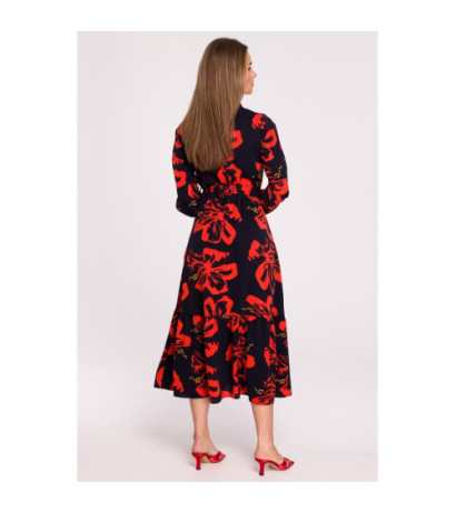 S307 Sukienka maxi z rozcięciami na rękawach - model 1