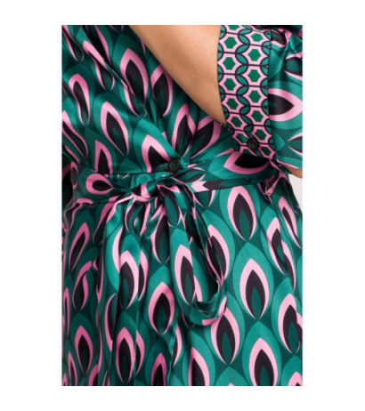 M668 Sukienka z nadrukiem na zakładkę z paskiem - model 1