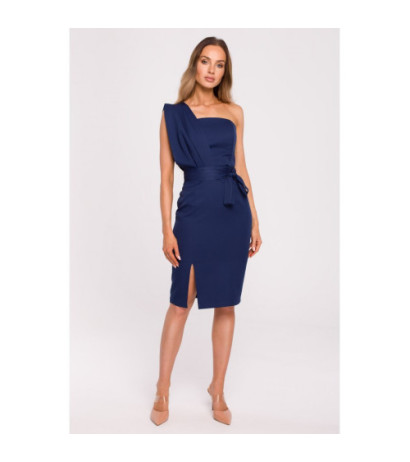 M673 Sukienka na jedno ramię - granatowa