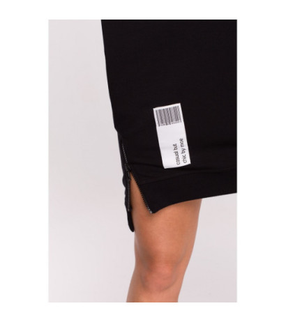 M676 Tunika z naszywką i ozdobnymi zamkami - czarna