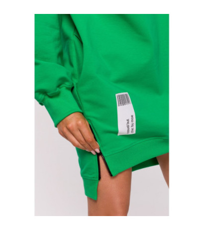 M676 Tunika z naszywką i ozdobnymi zamkami - soczysta zieleń