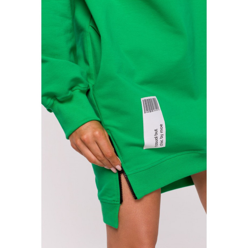 M676 Tunika z naszywką i ozdobnymi zamkami - soczysta zieleń