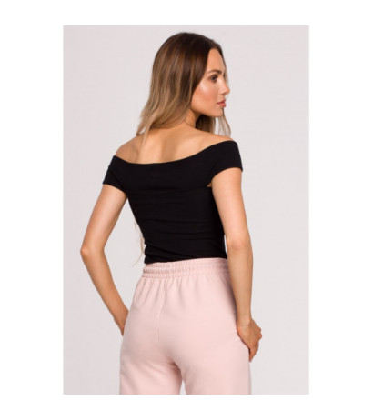 M680 Top z przeplotem w dekolcie - czarny