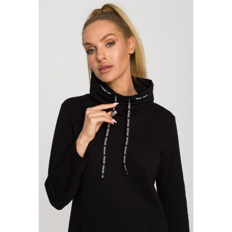 M688 Sukienka midi z lampasami z logo - czarna