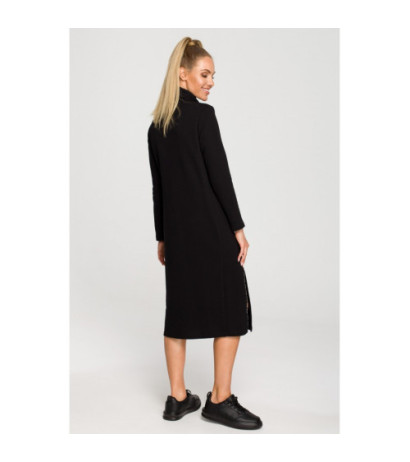 M688 Sukienka midi z lampasami z logo - czarna