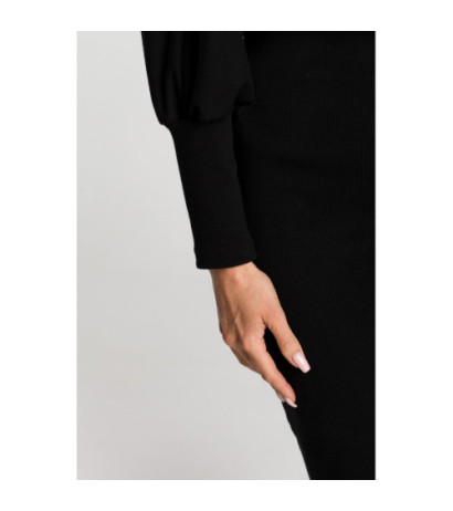 M690 Sukienka z dołem ze ściągacza - czarna