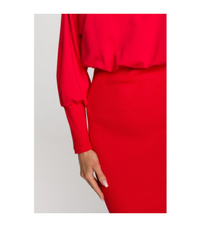 M690 Sukienka z dołem ze ściągacza - czerwona
