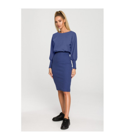 M690 Sukienka z dołem ze ściągacza - indygo