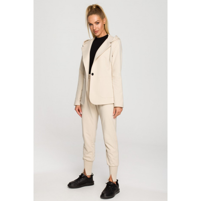 M691 Żakiet z kapturem i trokami - piaskowy