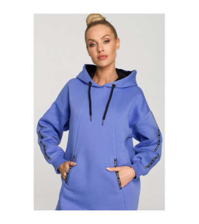M696 Bluza z kapturem i ozdobnymi lampasami - jasny fioletowy