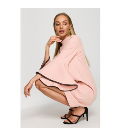 M698 Sukienka o fasonie litery A - pudrowa