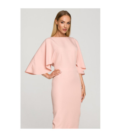 M700 Sukienka ołówkowa z szerokimi rękawami - pudrowa