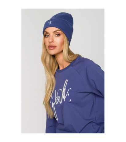M709 Czapka beanie z haftem MOE GIRL - indygo