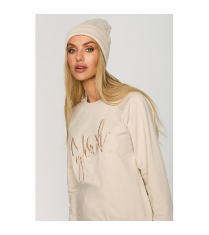 M709 Czapka beanie z haftem MOE GIRL - piaskowa