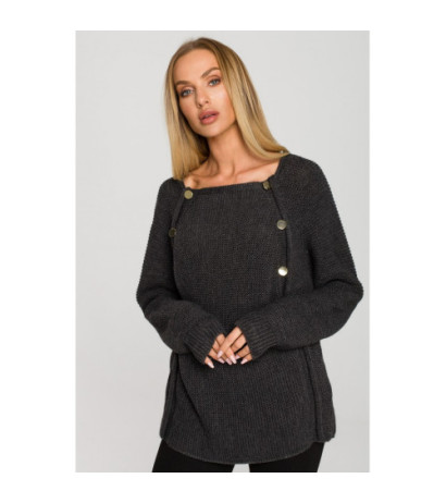 M712 Sweter z ozdobnymi guzikami - grafitowy