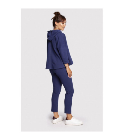 B239 Bluza o luźnym kroju z kapturem - atramentowa