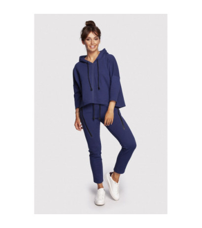 B239 Bluza o luźnym kroju z kapturem - atramentowa