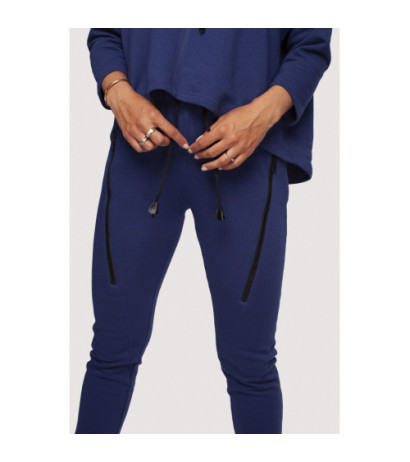 B240 Spodnie z ozdobnymi zamkami - atramentowe