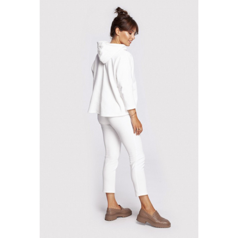 B239 Bluza o luźnym kroju z kapturem - ecru