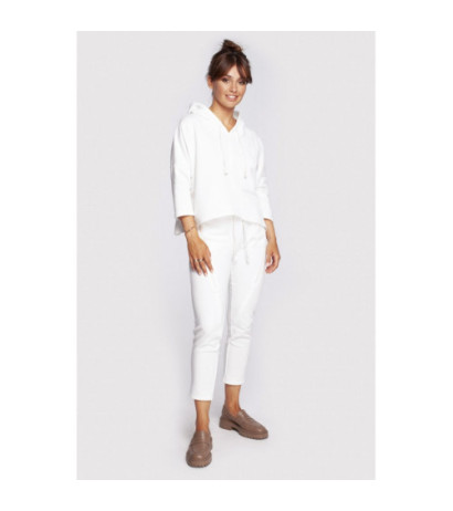 B239 Bluza o luźnym kroju z kapturem - ecru