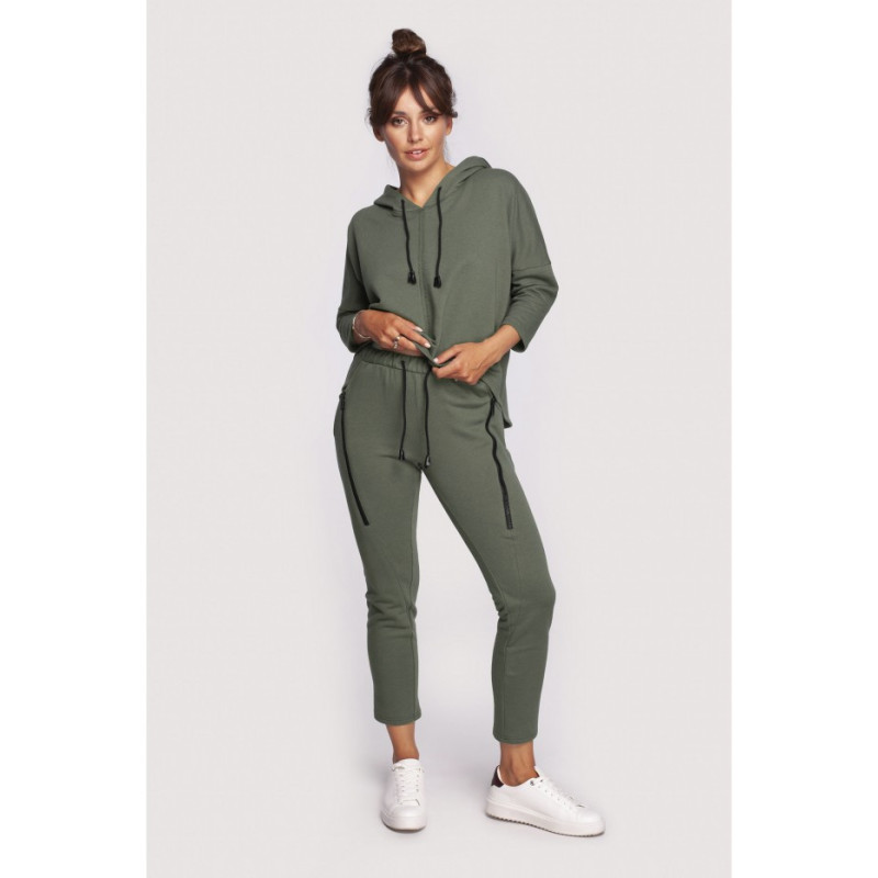 B240 Spodnie z ozdobnymi zamkami - khaki