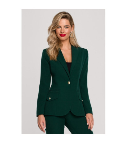 K141 Żakiet z ozdobnymi guzikami - butelkowa zieleń