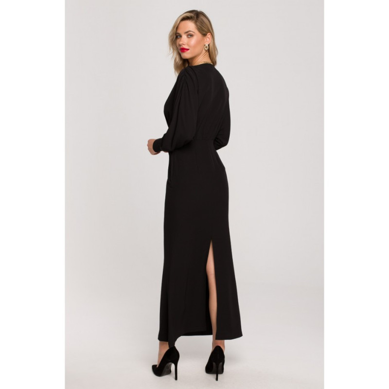 K143 Sukienka rybka z kimonową górą - czarna