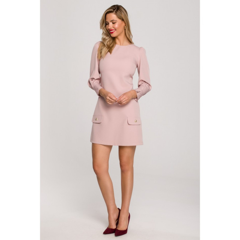 K148 Sukienka trapezowa - brudny róż