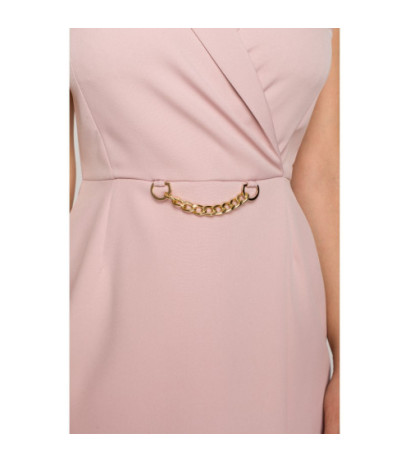 K149 Sukienka żakietowa z ozdobnym łańcuszkiem - brudny róż