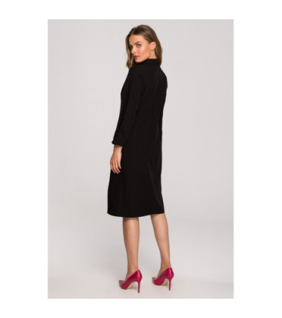 S318 Sukienka z dekoracyjnymi zakładkami - czarna