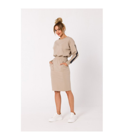 M728 Sportowa spódnica z gumą w pasie - beżowa