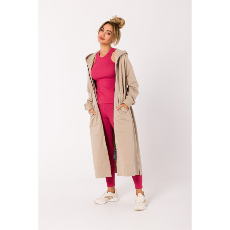 M729 Bluza długa jak parka - beżowa