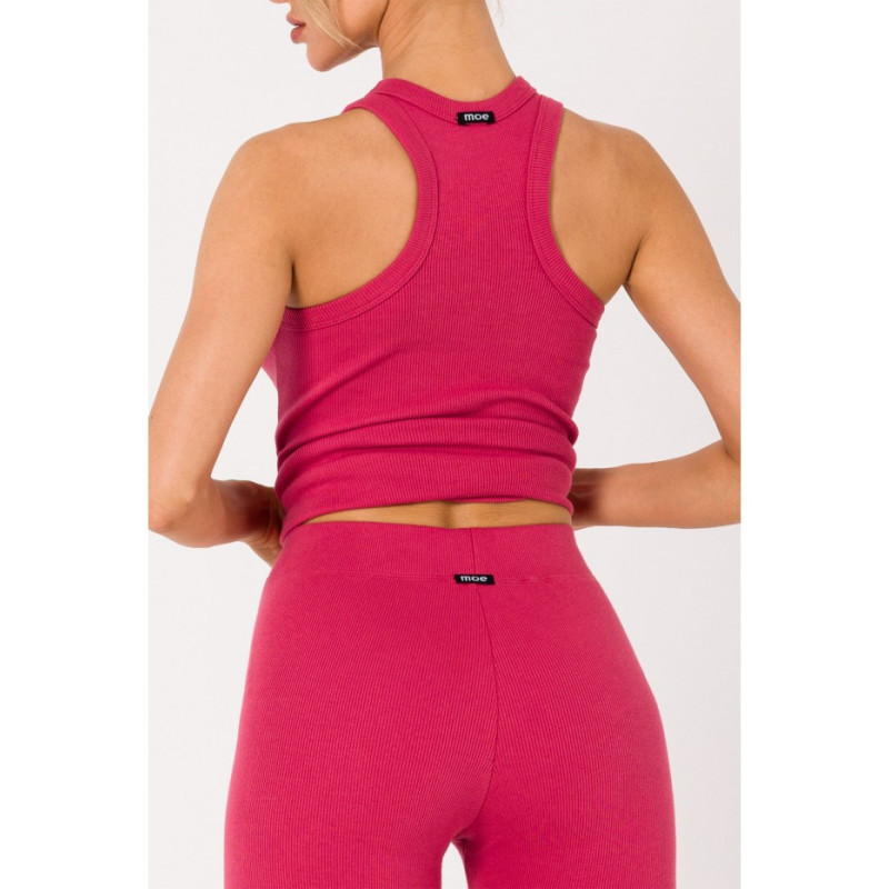 M734 Leginsy z prążkowanej dzianiny - koralowe