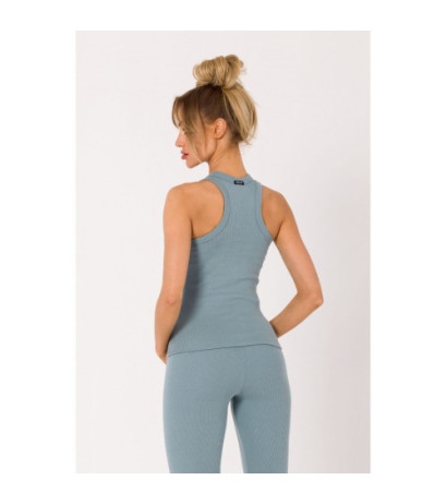 M735 Top bokserka z dzianiny prążkowanej - agawa