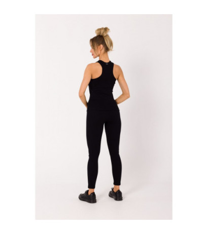 M735 Top bokserka z dzianiny prążkowanej - czarna